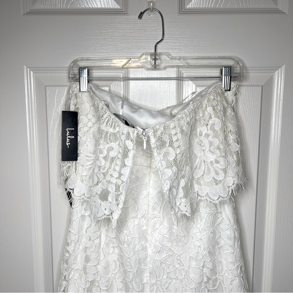 Lulu’s Delia White Lace Strapless Midi Dress size Medium - Picture 13 of 16